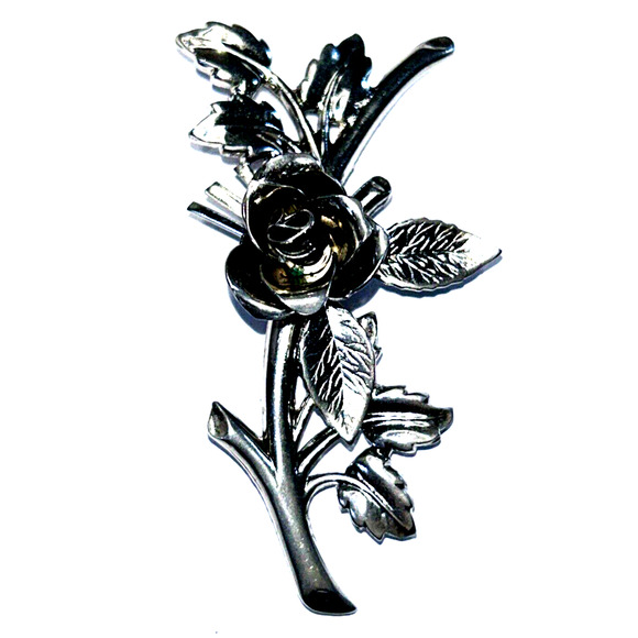 CORO Pegasus Silver Tone 2" Flower Floral Brooch Pin Retro Coquette Vintage - Picture 5 of 15